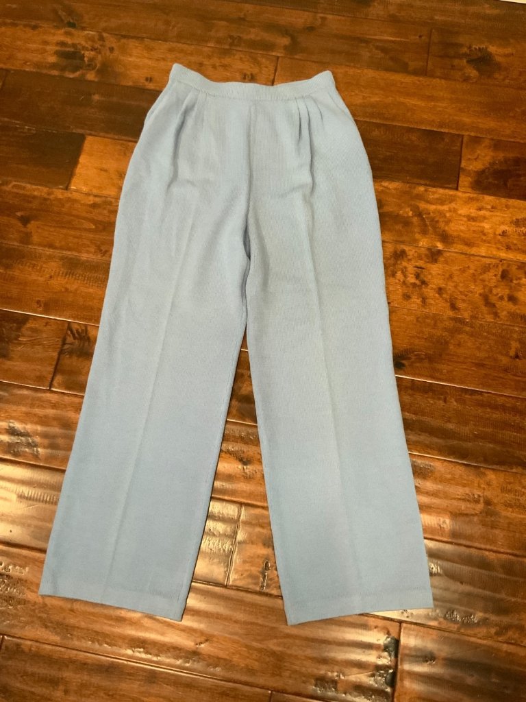 St John Collection Light Blue Santana Knit Straight Leg Pants Nwt, Size 4